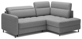 Divano angolare grigio allungabile/con contenitore (con penisola a destra/a L) e rivestimento in velluto Barea – ELTAP