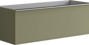 Mobile da bagno sospeso sotto lavabo Pixel frame 1 cassetto L 120 x H 40 x P 45.5 cm verde salvia laccato opaco e maniglia alluminio brillante