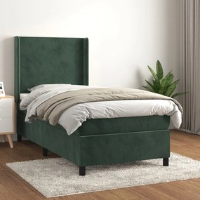 Giroletto A Molle Con Materasso Verde Scuro 90x200 Cm Velluto /