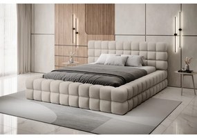 Letto matrimoniale imbottito beige con contenitore e rete inclusi 180x200 cm Dizzle – ELTAP