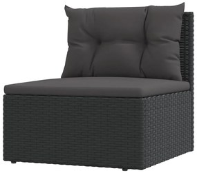 Set Salotto da Giardino con Cuscini 7pz Nero Polyrattan