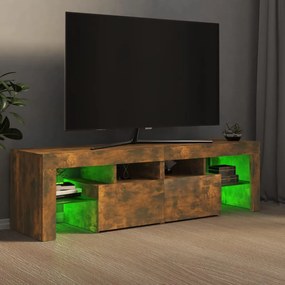 Mobile porta tv con luci led rovere fumo 60x38,5x48 cm