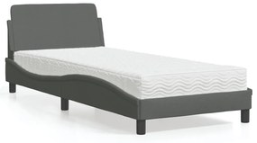 Letto Con Materasso Grigio Scuro 80x200 Cm İn Tessuto /