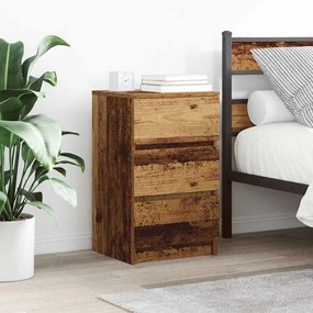 Comodino Con 3 Cassetti Legno Antico 39x35x65 Cm /