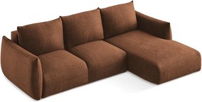 Divano angolare color terracotta allungabile (con penisola a destra/con chaise lounge) Leila – Makamii