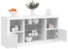 Credenza con luci led bianca 142,5x37x67 cm