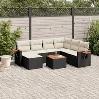 Set Divani da Giardino con Cuscini 8 pz Nero in Polyrattan 3227050