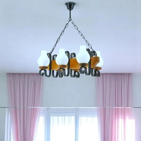 Brilagi - Lampadario a sospensione con catena QUEEN 6xE14/40W/230V faggio/noce