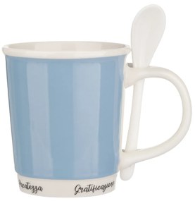 Mug azzurra 400 ml con cucchiaino