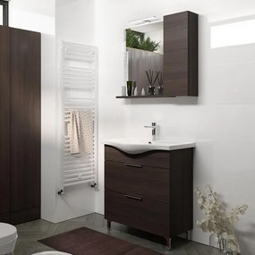 Mobile bagno da terra con lavabo L 80 x H 75 x P 46 cm legno noce 2 cassetti per vasca centrale Jnka