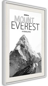 Poster  Peaks of the World: Mount Everest  Cornice Quadri Cornice nera con pass-partout, Larghezza x Altezza Home decor 30x45