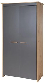 Armadio per bambini color antracite/di colore naturale con effetto rovere 50x190x96 cm Anna – Roba