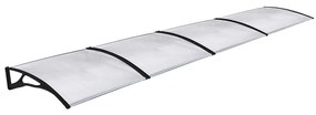 Pensilina in policarbonato trasparente L 480 x P 100 cm struttura in alluminio nero