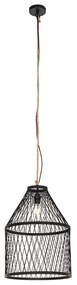 Lampada a sospensione rurale da esterno in rattan nero 40x55 cm - Calamus
