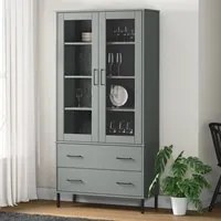 Libreria Gambe Metallo Grigio 85x35x172,5cm Legno Massello OSLO 350992