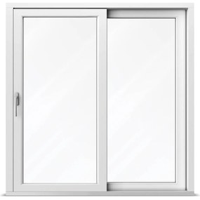 Porta scorrevole 2 metri, PVC, aluplast Ideal 4000, bianco, 2000x1635 mm, 2 ante, ribalta-scorrimento parallelo a sinistra (PSK)