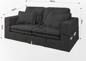 Divano nero 196 cm Nora – Ropez