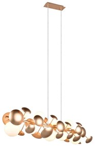 Lampada a sospensione con paralume in vetro bianco-dorato Bubble - Trio Select