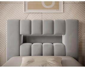 Letto singolo imbottito grigio con contenitore e rete inclusi 90x200 cm Lamica – ELTAP