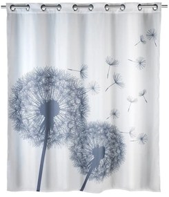 Tenda da doccia bianca con finitura antimuffa Dandelions, 180 x 200 cm Astera - Wenko