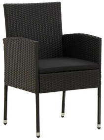 Set Mobili da Pranzo per Giardino 9 pz in Polyrattan Nero