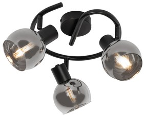 Plafoniera Art Déco vetro fumé nero 3 luci rotonda - Vidro