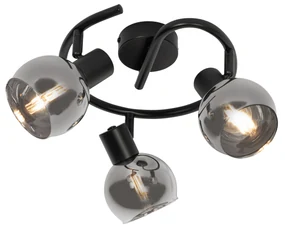 Plafoniera Art Déco vetro fumé nero 3 luci rotonda - Vidro