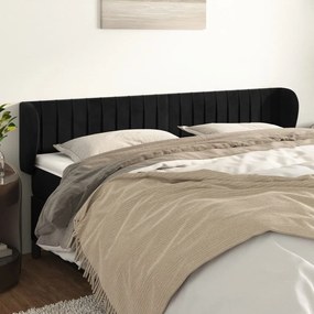 Testiera Ad Orecchio Nera 163x23x78/88 Cm İn Velluto /