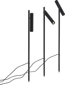 Set di 3 faretti a picchetto neri con LED IP44 - Garly Ribble