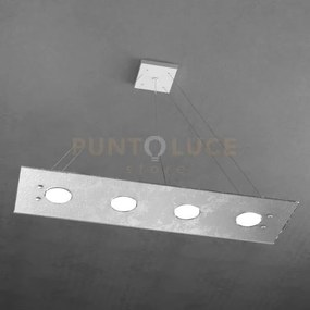 Path sospensione 4 luci rettangolare foglia argento 1141-s4 r-fa