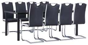 Set Sala Da Pranzo 9 Pz İn Similpelle Nero /