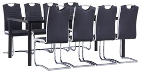 Set Sala Da Pranzo 9 Pz İn Similpelle Nero /