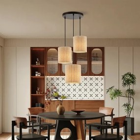 Brilagi - Lampadario sospeso a cavo NORDIC WAVE 3xE27/15W/230V diam. 38 cm lino/nero