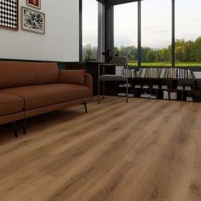 Pavimento SPC passaggio intenso Madrid rovere scuro Sp 5.5 mm con sottopavimento integrato 2.514 m²