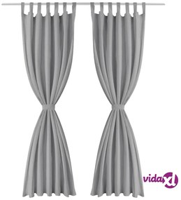 vidaXL 2 Pz Tende in Micro Raso con Passanti 140x175 cm Grigie
