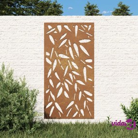 vidaXL Decorazione Muro Giardino 105x55 cm Foglie Bambù Acciaio Corten