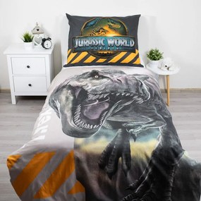 Set copripiumino e federa da bambini in cotone per letto singolo 140x200 cm Jurassic World "T-Rex" – Jerry Fabrics
