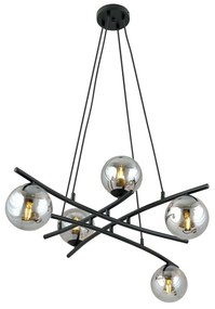Lampadario Moderno Cadmo Acciaio Nero Grigio 5 Luci E14 Ip20