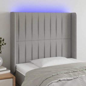 Testiera A Led Grigio Chiaro 93x16x118/128 Cm İn Tessuto /