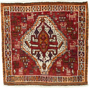 Shiraz Tappeto 60x60 Rosso (Iran) Annodato A Mano
