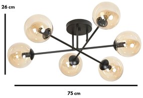 Lampadario da soffitto BRENDI 6B con sfere Miele - E14