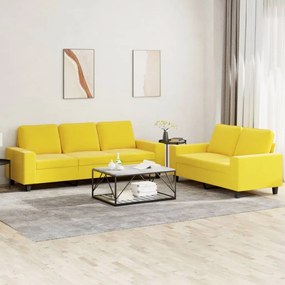 Set Di Divani 2 Pz Giallo Chiaro İn Tessuto /