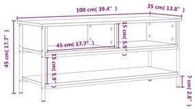 Mobile Porta TV Rovere Fumo 100x35x45 cm in Legno Multistrato