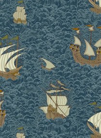 Josephine Munsey Carta da parati Ships - Dark Blue