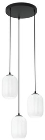Lampadario a sospensione con filo VERDI 3xE27/15W/230V diametro 30 cm nero/bianco