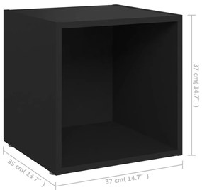 Mobili Porta TV 2 pz Neri 37x35x37 cm in Legno Multistrato