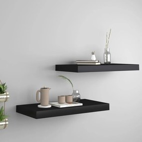 Scaffali A Parete 2 Pz Neri 50x23x3,8 Cm İn Mdf /