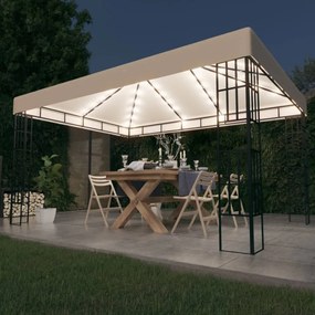 Gazebo Con Stringa Di Luci Led 3x4 M Crema /