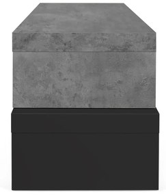 Tavolo TV doppio nero con decoro in cemento , 125 x 40 cm Cliff - TemaHome