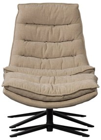 Poltrona con poggiapiedi di colore naturale girevole con rivestimento in ciniglia Kube – WOOOD